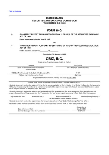 Thumbnail CBIZ 10-Q Quarterly Report FY 