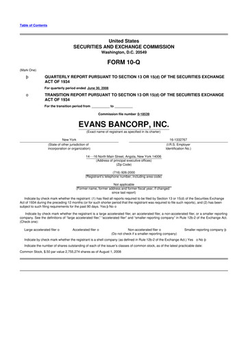 Thumbnail Evans Bancorp 10-Q Quarterly Report FY 