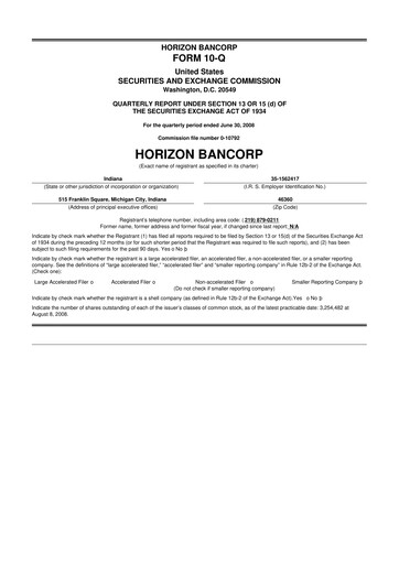 Thumbnail Horizon Bancorp 10-Q Quarterly Report FY 