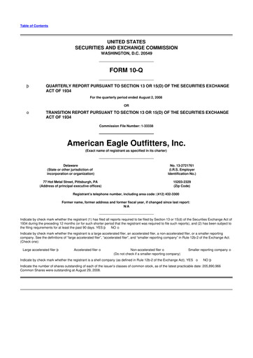 Thumbnail American Eagle Outfitters
 10-Q Quarterly Report FY 