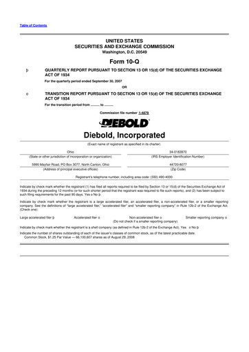 Thumbnail Diebold Nixdorf
 10-Q Quarterly Report FY 