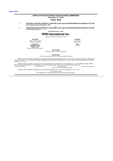 Thumbnail RPM International
 10-Q Quarterly Report FY 