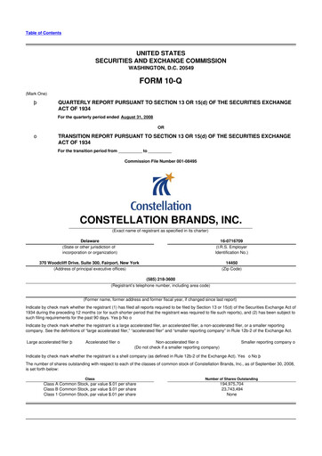 Miniature Constellation Brands 10-Q Rapport trimestriel  