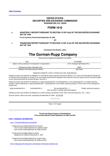 Vorschaubild Gorman-Rupp 10-Q Quartalsbericht  