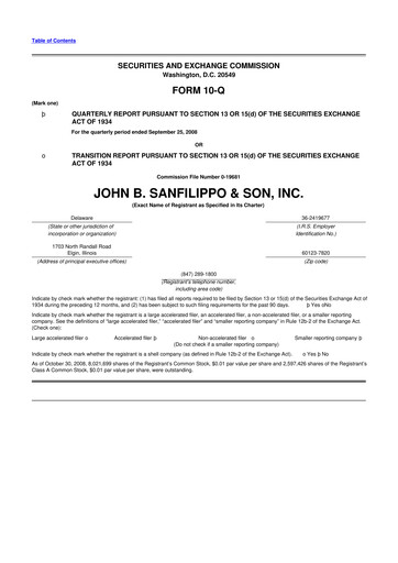 Thumbnail John B. Sanfilippo & Son 10-Q Quarterly Report FY 