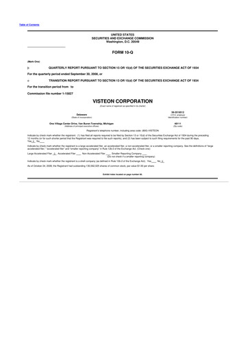 Thumbnail Visteon 10-Q Quarterly Report FY 