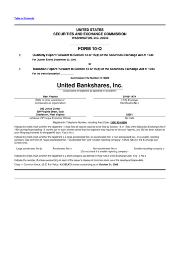 Vorschaubild United Bankshares 10-Q Quartalsbericht  