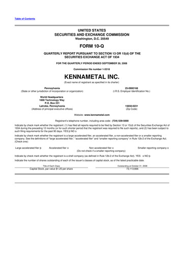 Vorschaubild Kennametal 10-Q Quartalsbericht  