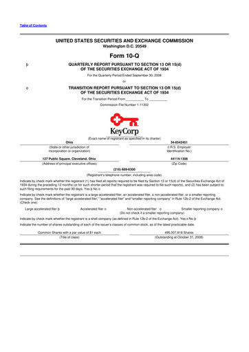 Miniature KeyCorp (KeyBank) 10-Q Rapport trimestriel  