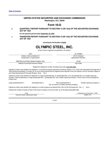 Thumbnail Olympic Steel
 10-Q Quarterly Report FY 