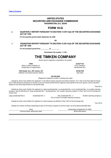 Thumbnail Timken Company
 10-Q Quarterly Report FY 