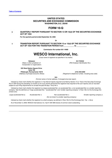 Vorschaubild WESCO International
 10-Q Quartalsbericht  