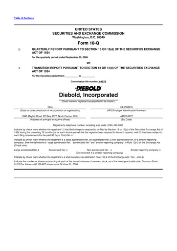 Thumbnail Diebold Nixdorf
 10-Q Quarterly Report FY 