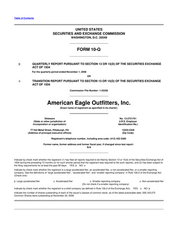 Thumbnail American Eagle Outfitters
 10-Q Quarterly Report FY 