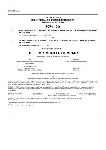 Thumbnail J.M. Smucker Company 10-Q Quarterly Report FY 