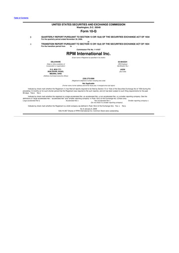 Thumbnail RPM International
 10-Q Quarterly Report FY 