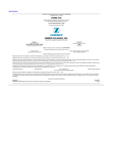 Thumbnail Zimmer Biomet 10-K Annual Report 