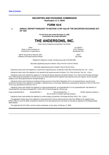 Miniature The Andersons, Inc. 10-K Rapport annuel 