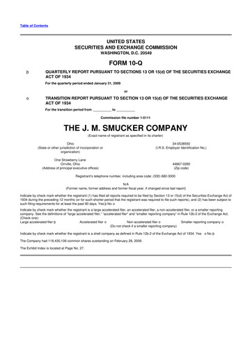 Thumbnail J.M. Smucker Company 10-Q Quarterly Report FY 