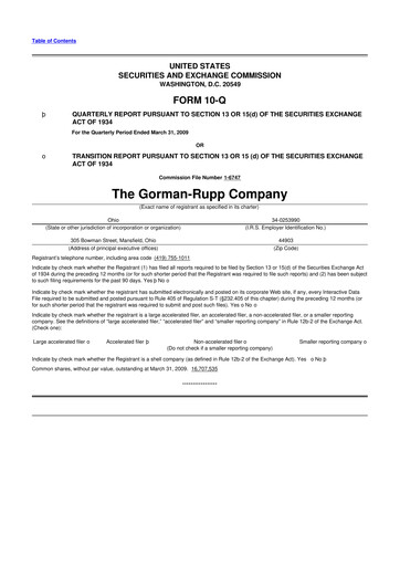 Vorschaubild Gorman-Rupp 10-Q Quartalsbericht  