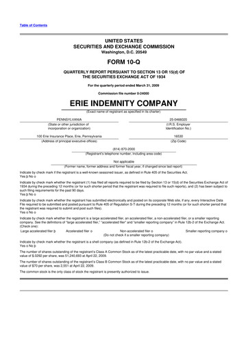 Thumbnail Erie Indemnity 10-Q Quarterly Report FY 
