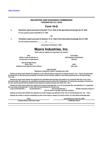 Thumbnail Myers Industries 10-Q Quarterly Report FY 