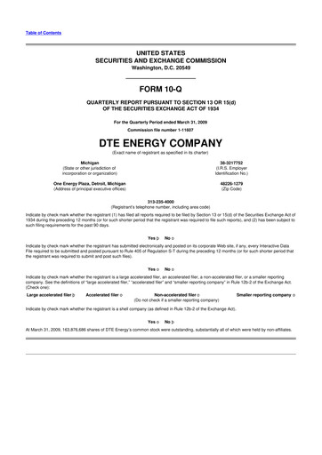 Thumbnail DTE Energy
 10-Q Quarterly Report FY 