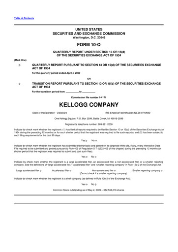 Thumbnail Kellanova 
 (Kellogg's) 10-Q Quarterly Report FY 