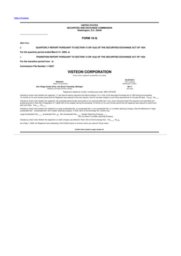 Thumbnail Visteon 10-Q Quarterly Report FY 