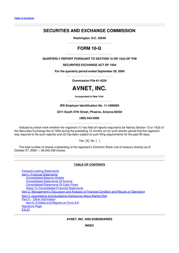 Thumbnail Avnet 10-Q Quarterly Report FY 