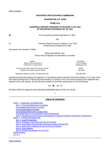 Thumbnail Republic Airways 10-Q Quarterly Report FY 