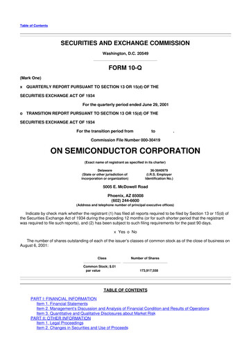 Thumbnail ON Semiconductor 10-Q Quarterly Report FY 