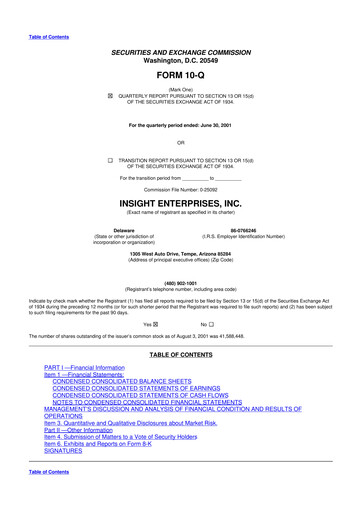 Thumbnail Insight Enterprises
 10-Q Quarterly Report FY 