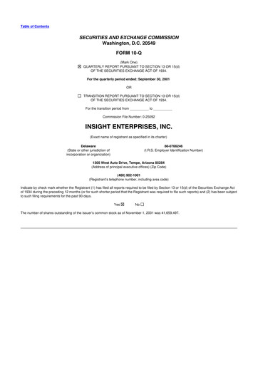 Thumbnail Insight Enterprises
 10-Q Quarterly Report FY 