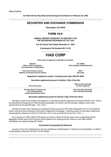Thumbnail Pursuit Attractions and Hospitality 10-K Annual Report 2001