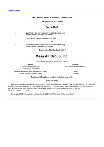 Thumbnail Republic Airways 10-Q Quarterly Report FY 