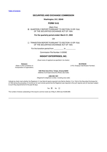 Thumbnail Insight Enterprises
 10-Q Quarterly Report FY 