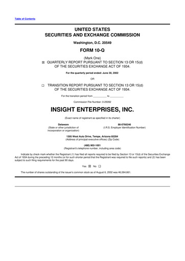 Thumbnail Insight Enterprises
 10-Q Quarterly Report FY 