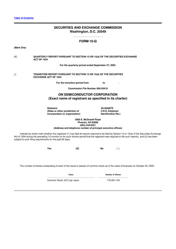 Thumbnail ON Semiconductor 10-Q Quarterly Report FY 