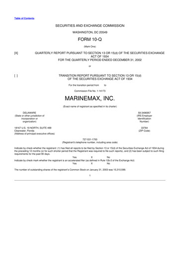 Thumbnail MarineMax 10-Q Quarterly Report FY 