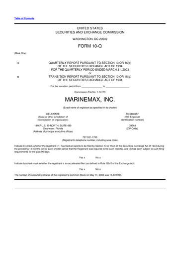 Thumbnail MarineMax 10-Q Quarterly Report FY 