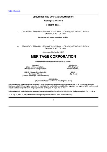 Thumbnail Meritage Homes 10-Q Quarterly Report FY 