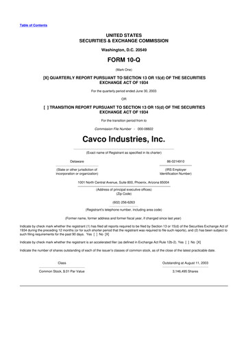 Vorschaubild Cavco Industries 10-Q Quartalsbericht  