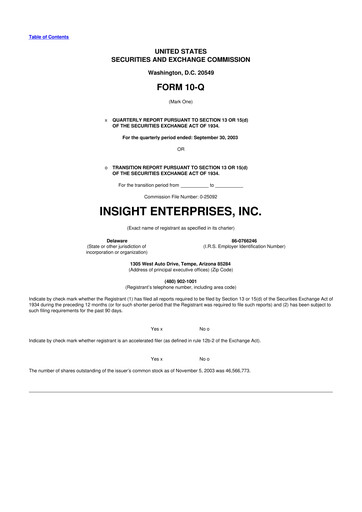 Thumbnail Insight Enterprises
 10-Q Quarterly Report FY 