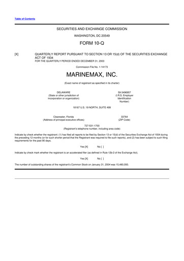 Thumbnail MarineMax 10-Q Quarterly Report FY 