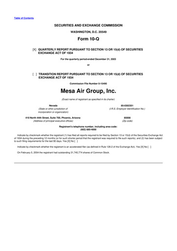 Thumbnail Republic Airways 10-Q Quarterly Report FY 