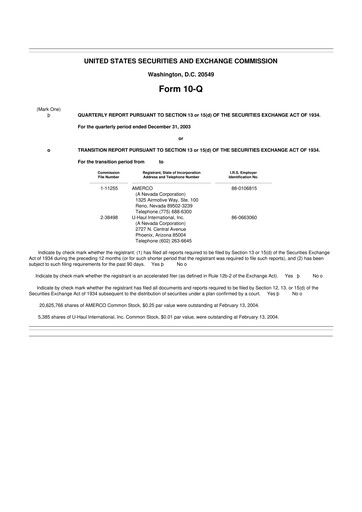 Thumbnail U-Haul 10-Q Quarterly Report FY 