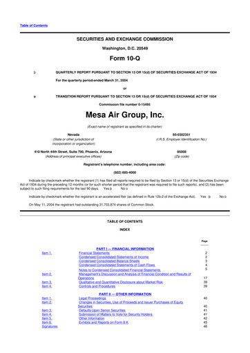 Thumbnail Republic Airways 10-Q Quarterly Report FY 