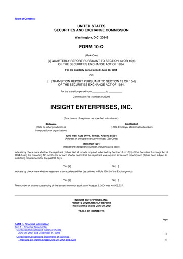 Thumbnail Insight Enterprises
 10-Q Quarterly Report FY 