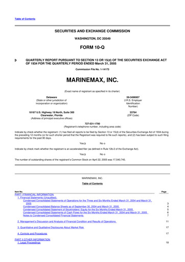 Thumbnail MarineMax 10-Q Quarterly Report FY 